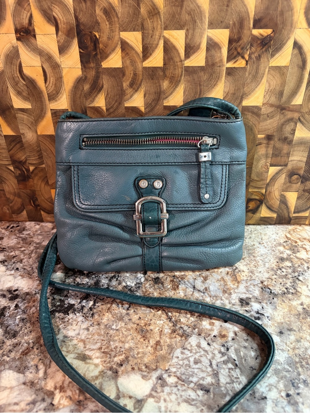Teal Leather Crossbody Shoulder Bag - Stylish Everyday Carry